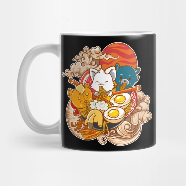 Kawaii Cats Ramen Noodles Funny Japanese Anime And Neko Fan by LIFUA